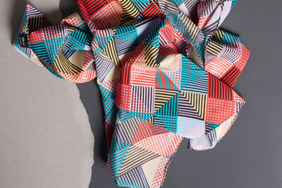 Langschal Seide Multicolor Rot